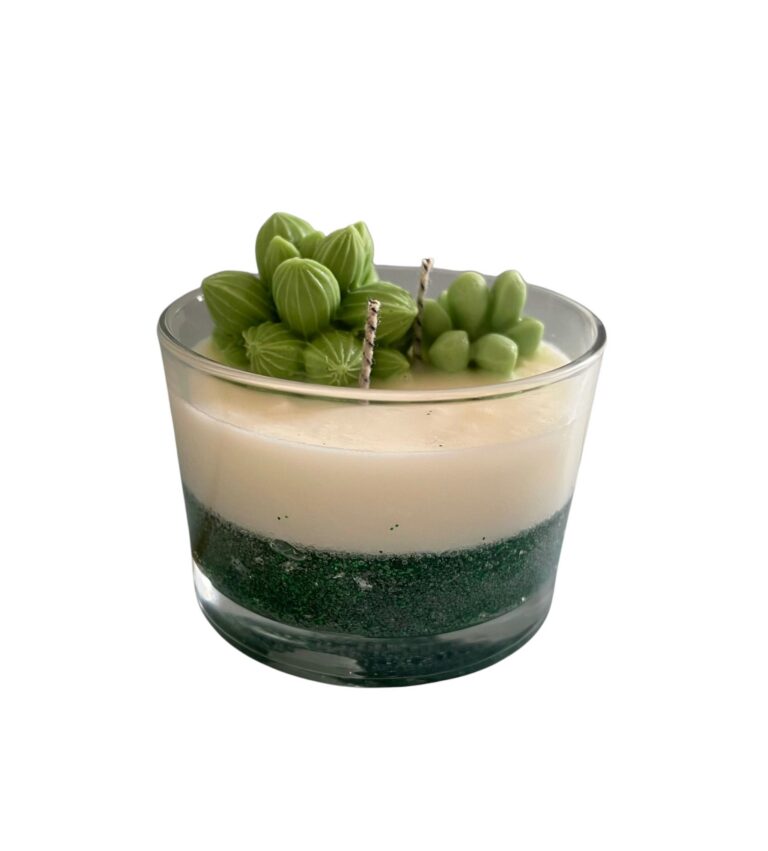 Velas decorativas con suculentas de cera